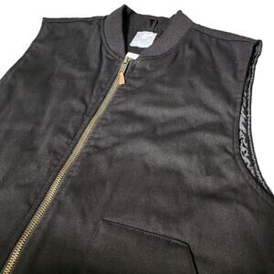 Vaccari Canvas Full Zip Western Work Vest Jacket Insulated Black Mens 3XL